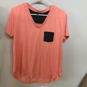 Coral shirt with polka dots
